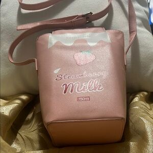 Strawberry Milk Pink Shoulder Bag 11” length x 5 1/2” width